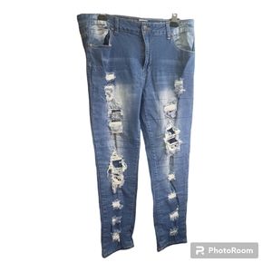 VIP Blue Distressed Jeans (Size 14)